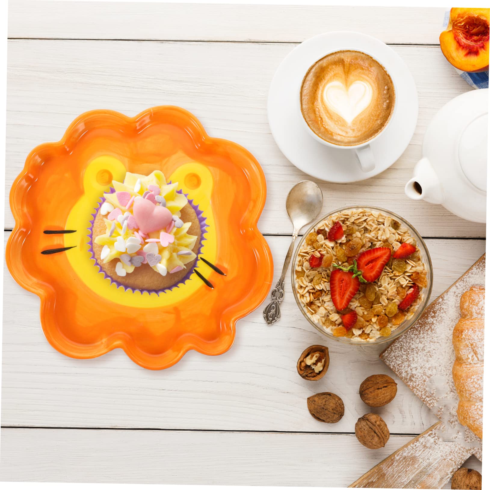 COLLBATH Japanese Lion Shaped Plate Cute Food Holder for Diet Plate with Smooth Surface for Desserts and Meals Adorable Tableware