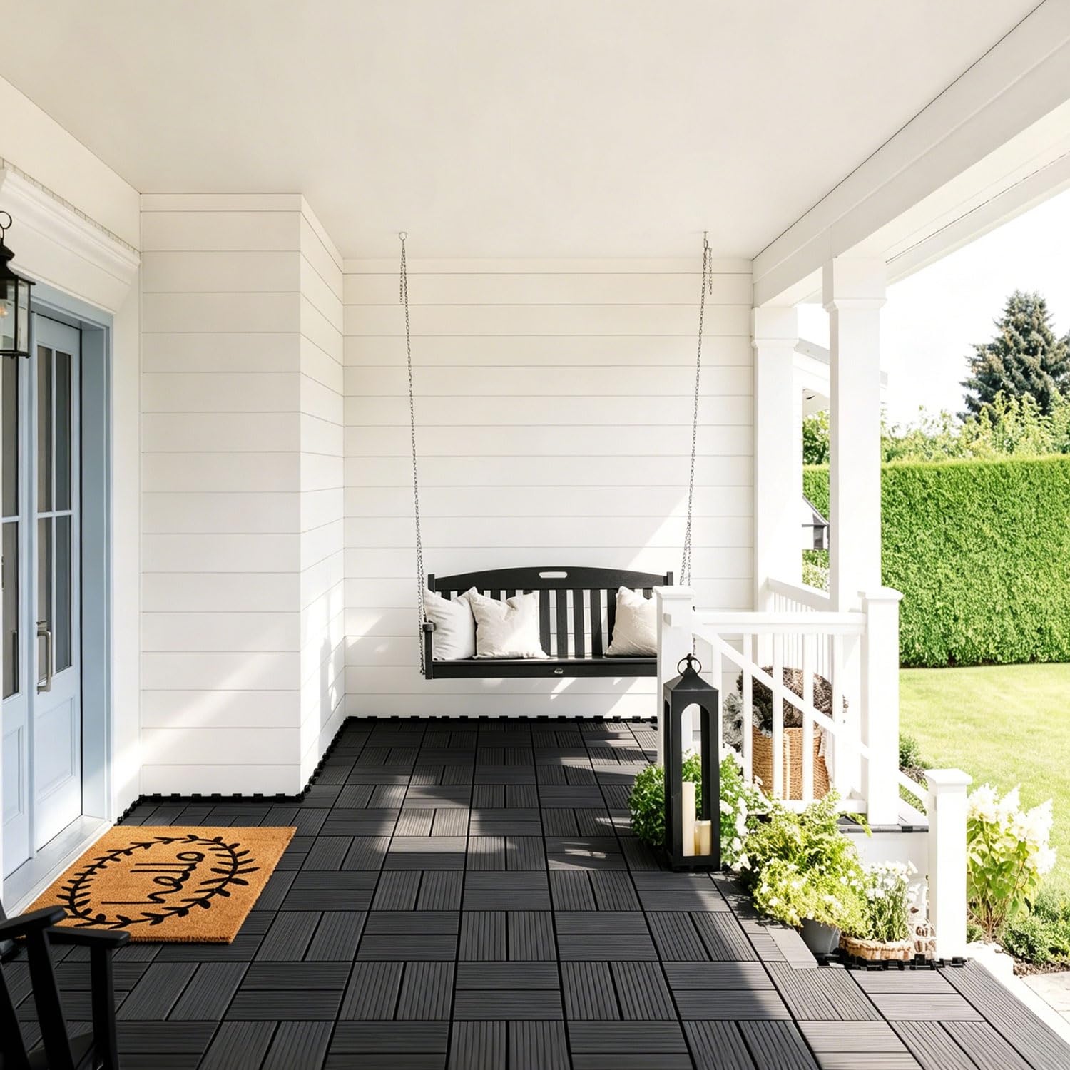 Piastrelle WPC 30 x 30 cm, 22 pezzi, 2 m², resistenti alle | Piastrelle per terrazze in WPC con sistema a clic, piastrelle in plastica con drenaggio, per balcone, giardino