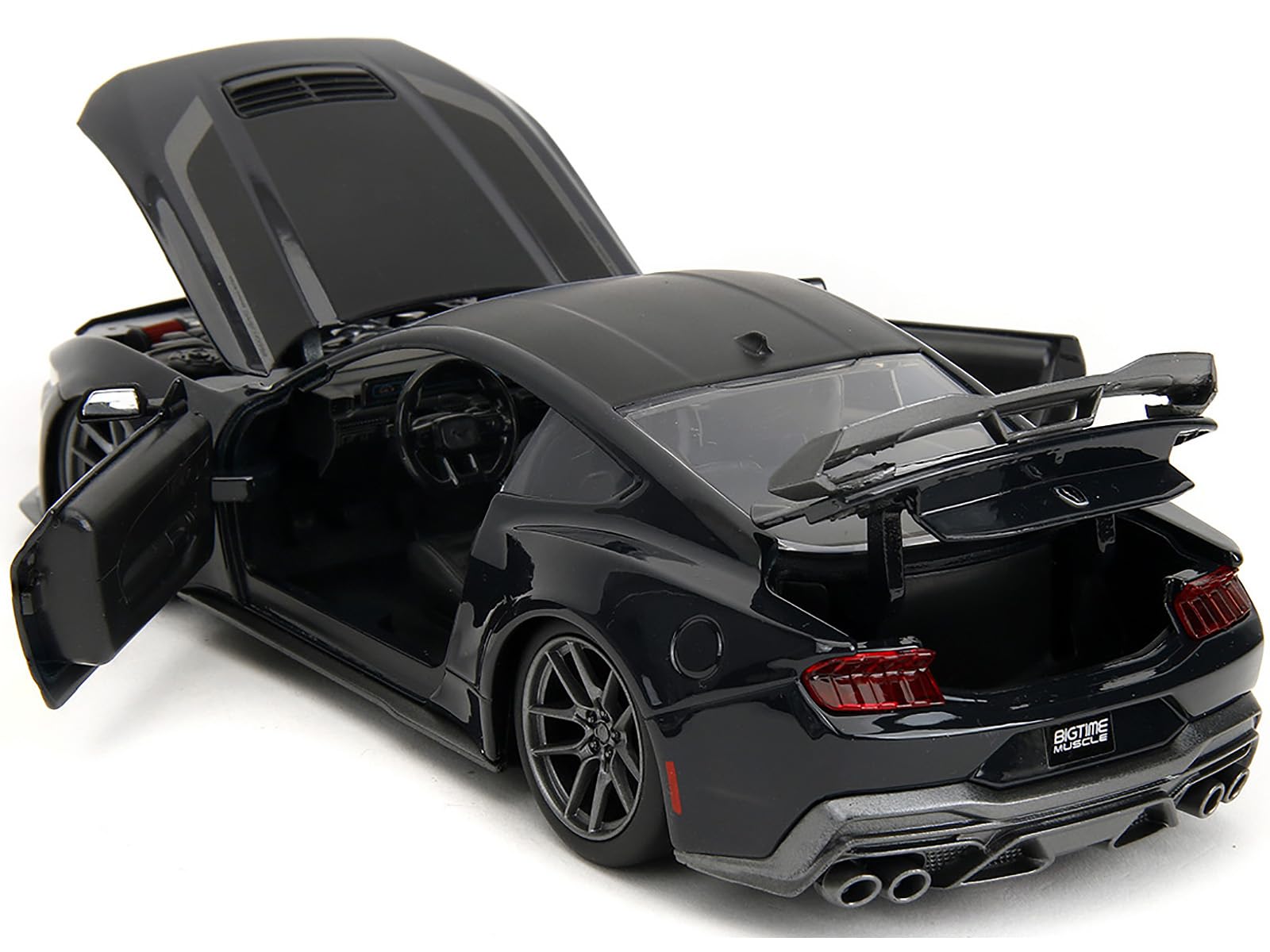 2024 Dark House Black Metallic with Matt Black Hood and Top Bigtime Muscle Series 1/24 Diecast Model Car by Jada 35278 - Image 4