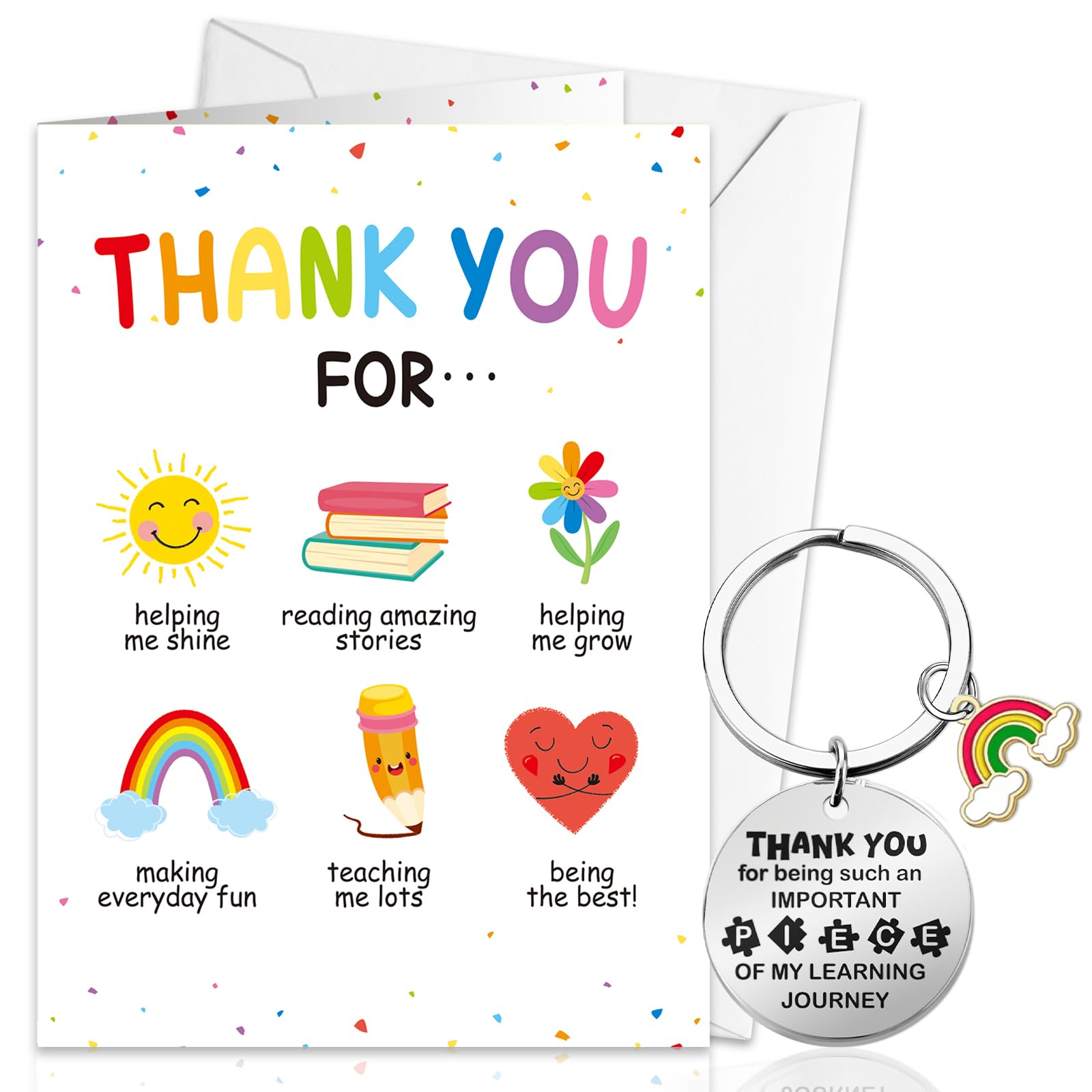 DPKOW Thank You Teacher Card, Teacher Appreciation Greeting Card Thank You for Being Such an Important Piece of My Learning Journey — image 1