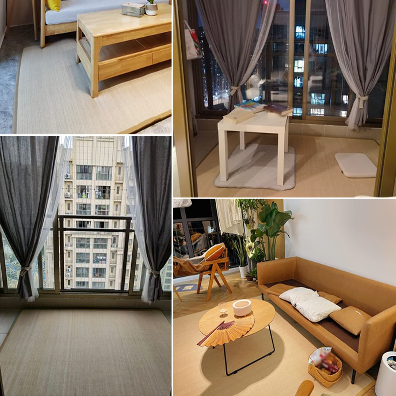 Tappeto Bamboo Intrecciato,Pavimento Stuoia,bay Window Pad da 2,5cm di Spessore,Stuoia Estate,per Spazio di Meditazione/Yoga/Sala Zen,con Imbottitura in Morbida Spugna (W140xH280cm/55 x110)