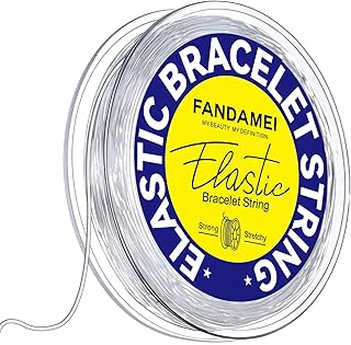 FANDAMEI 1mm Elastic Bracelet String Cord, Crystal Stretch Bead Cord for Bracelets Jewelry Making, Clear Stretchy Elastic String for Beading, Transparent Thread for Bracelet Necklace Making