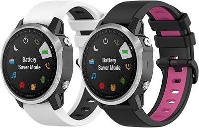 Fit for Garmin Fenix 6S Sapphire Watch Bands, 20mm Quick Fit Silicone Bands Replacement Straps Accessory Watchband Bracelet Wrist Bands Fit for Garmin Fenix 5S Plus for Women Men (White Hot)