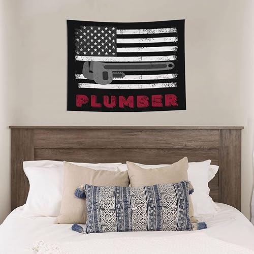 Miniatura 4 de Póster de tapiz con bandera estadounidense de fontanero de 29 x 37 pulgadas, decoración del hogar, para colgar en la pared, dormitorio, fiesta,