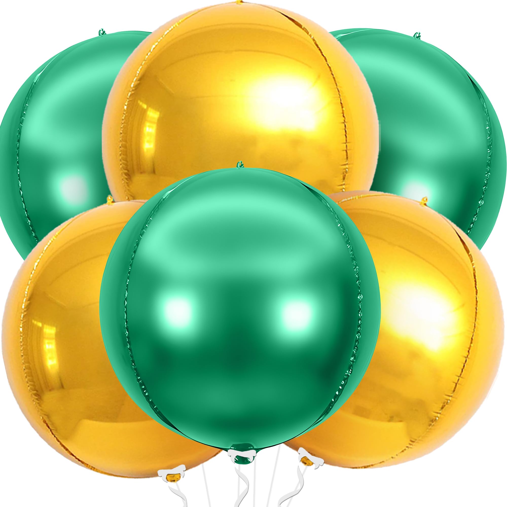 KatchOn, Green and Gold Foil Balloons – 22 Inch, Pack of 6