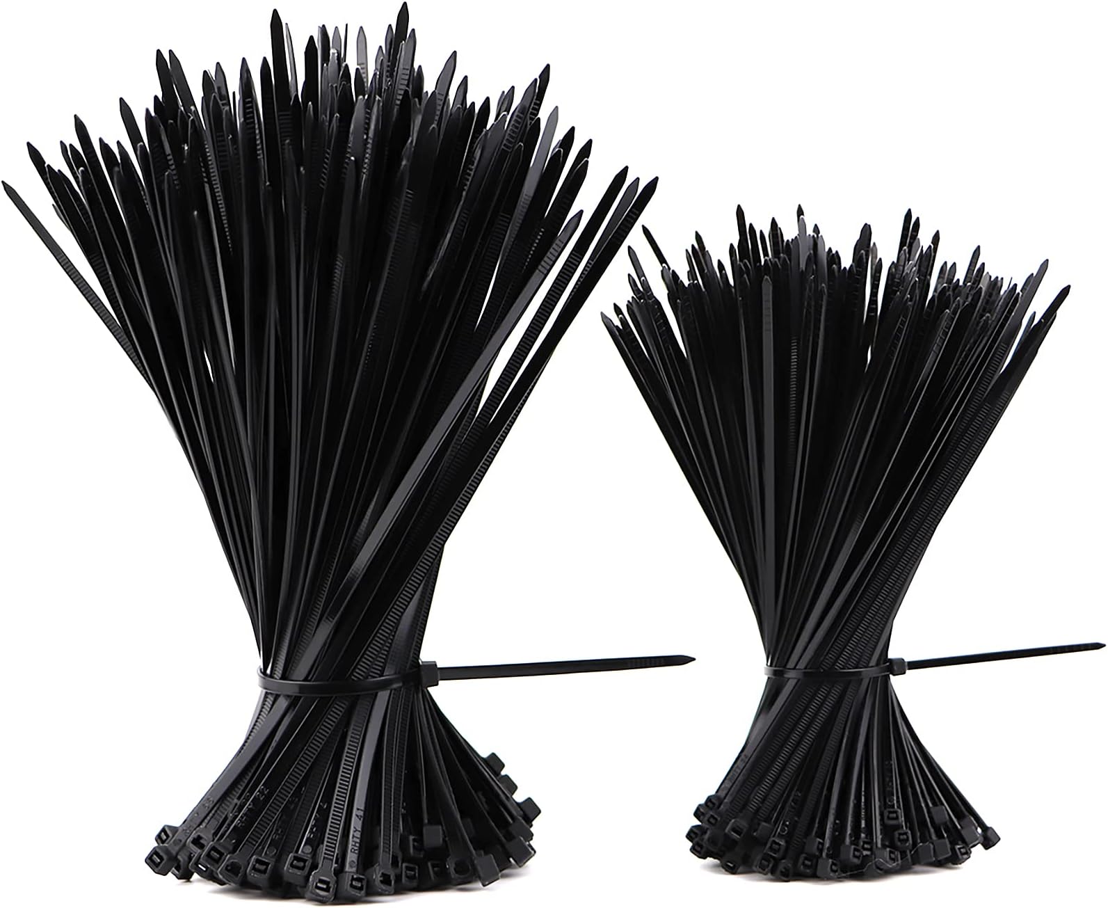 unp ECRAB Zip Ties Assorted Sizes 6 + 8 Inch 500 Pack, ECRAB Black Cable Ties Indoor and Outdoor Nylon Self-Locking Wire Ties