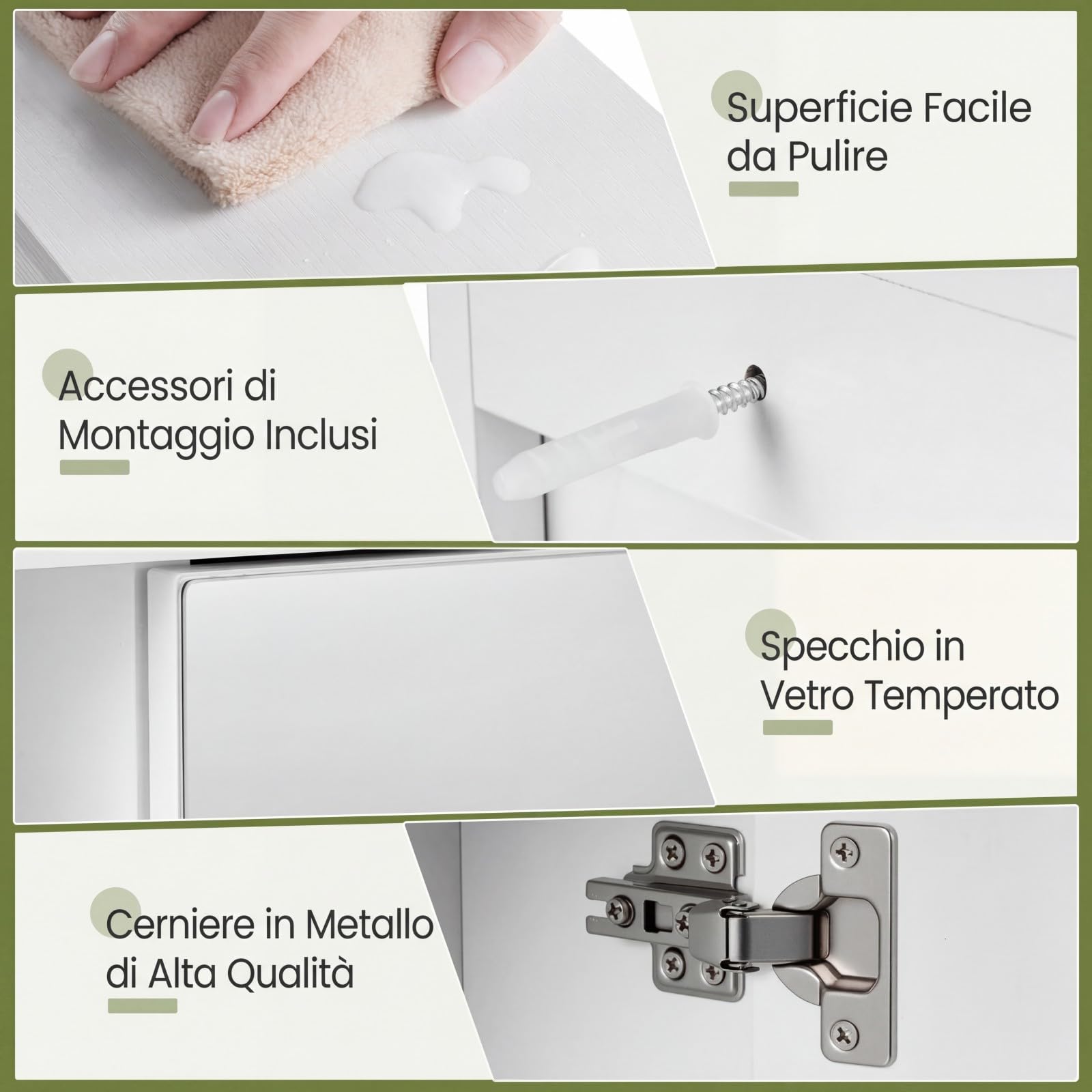 COSTWAY Mobile Bagno con Specchio da Parete in Legno, Bianco