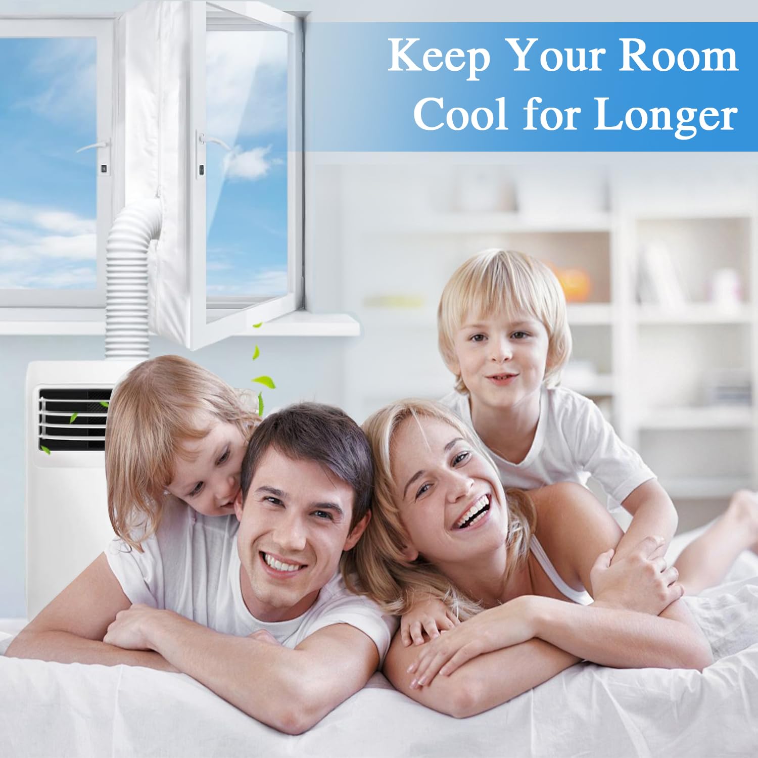 Yulado 300cm Klimaanlage Fensterabdichtung,Fensterdichtung Für Klimaanlage, Hot Air Stop Geeignet für Fenster, Flügelfenster, Dachfenster, Kein Bohren, Weiß