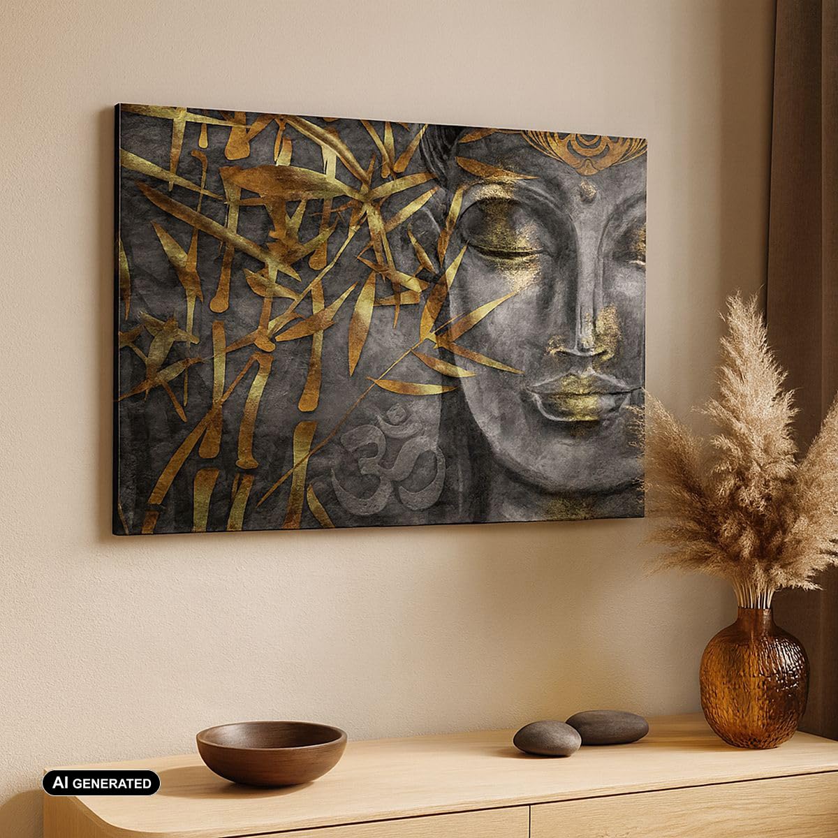 Cuadros Decoracion Salon Buda Oro Bodhisattva Lienzos decorativos 120x80cm Cuadro Sobre Lienzo Moderno Dormitorio Cocina Cuadros Pared Imágenes Wall Art Prints Decor Canvas Grande XXL AA120x80-4442