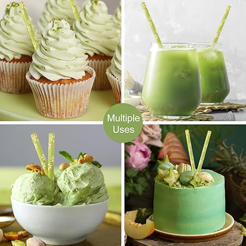 Miniatura 4 de Waline - 100 popotes de papel desechables de margaritas bohemias verdes para verano, cumpleaños, baby shower, suministros de fiesta, jugos, batidos