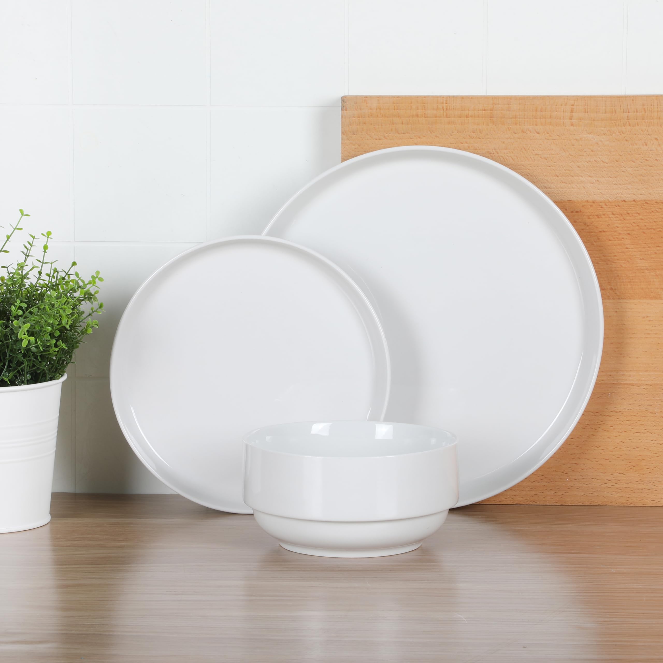 Gibson Home Rothernberg zestaw 18 talerzy i misek z białej porcelany 18 sztuk