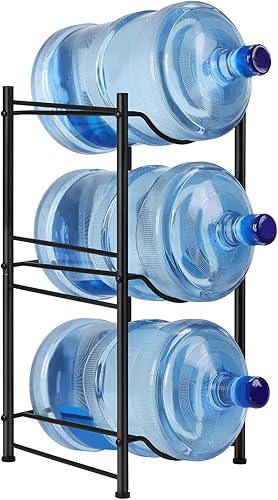 smusei Soporte para botellas de agua de 5 galones, 3 niveles, resistente, estante organizador de botellas desmontable para el hogar, cocina,