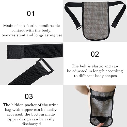 Miniatura 5 de Soporte para bolsa de catéter urinario con cinturón, soporte para bolsa de catéter urinario con correa ajustable, soporte de bolsa de catéter de