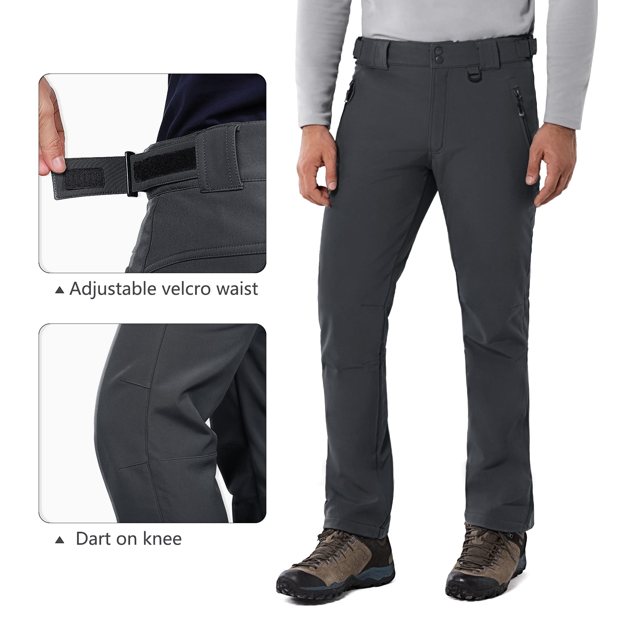 33,000ft Outdoorhose Herren Softshellhose Wasserdicht Winddicht Skihose Warm Fleece Gefüttert Arbeitshose Winter Trekkinghose Wanderhose