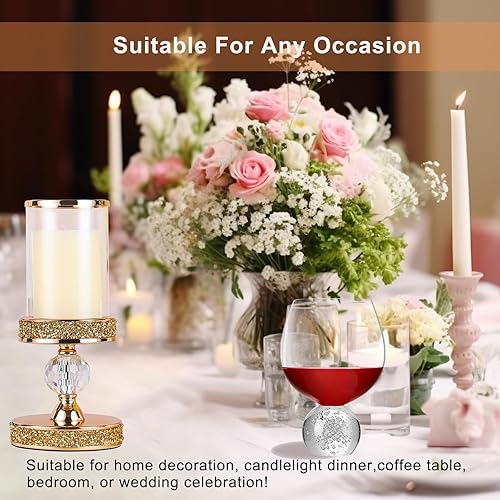 Miniatura 4 de Candelabros de huracán para velas de pilar, portavelas de pilar, soporte de vela de cristal para mesa de centro de comedor, boda, eventos, fiestas,