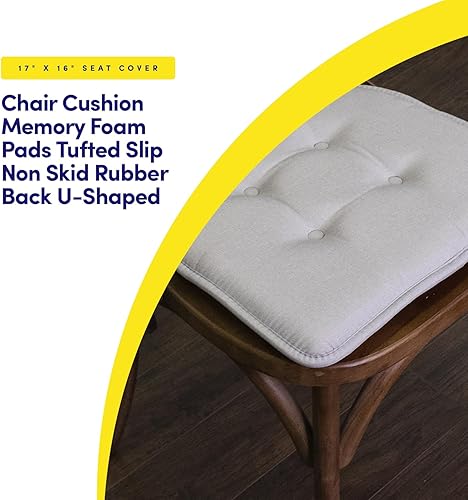 Miniatura 3 de Sweet Home Collection - Cojín de espuma viscoelástica para silla, con capitoné, parte trasera de goma antideslizante, en forma de U, 17 x
