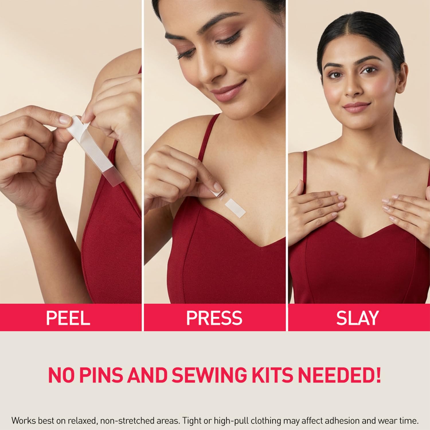 Sirona Women Fashion Tape for Clothes, Double Stick Strips – 50 Strips (Pack of 1) | Clothing & Body, Strong and Clear Tape for All Skin Tones and Fabric, Waterproof & Sweat proof, Bra Tape Strips 4