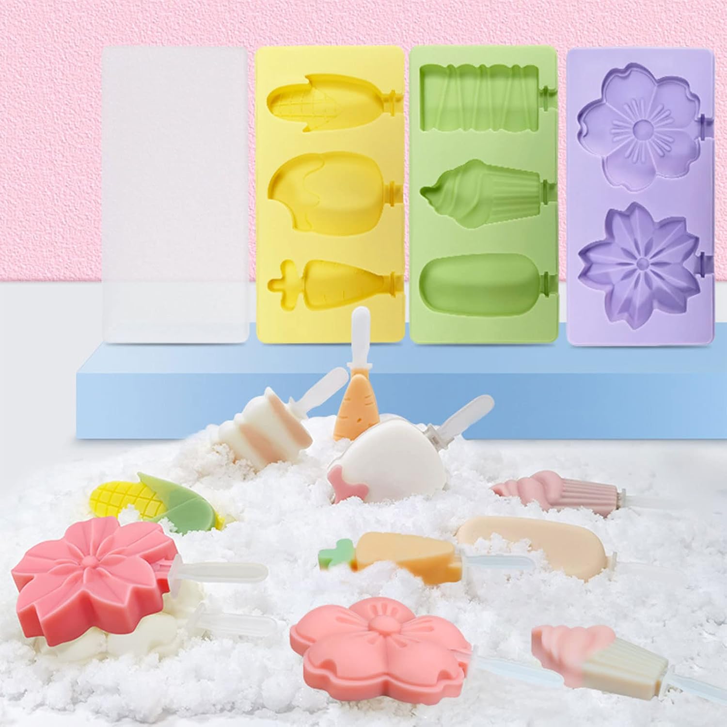 2Cavity 3Cavity Ice Creams Multiple Styles Flower Corn Carrots Chocolate Pastries Ice Kitchen Accessories Silicones Popsicles for Adults