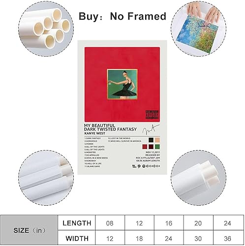 Miniatura 5 de Póster de Kanye West My Beautiful Dark Twisted Fantasy Album single Dark Fantasy Póster de portada de fantasía oscura, póster artístico y arte de