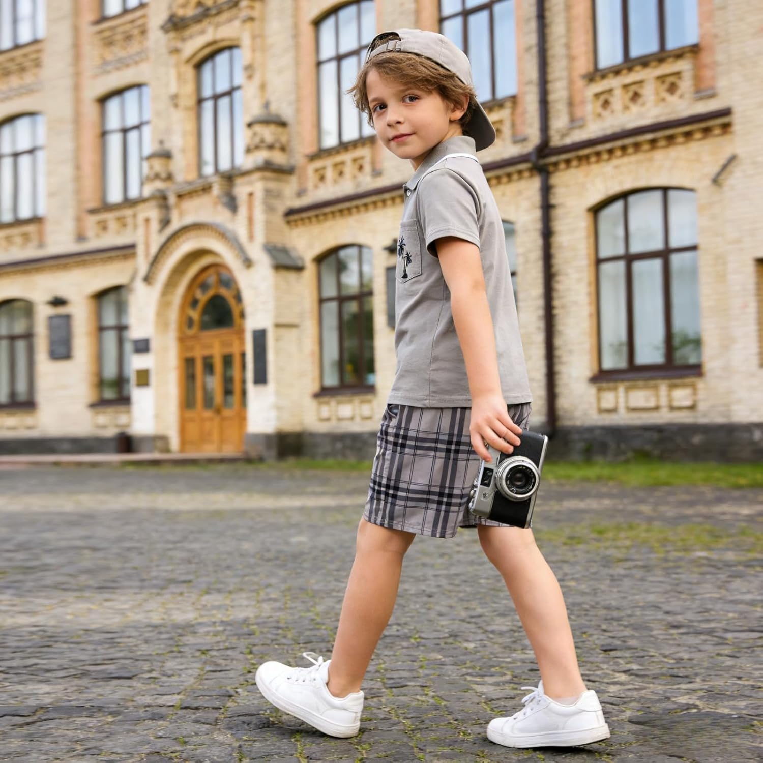 Kids Tween Boy Clothes Casual Short Sleeve Polo Shirt + Plaid Print 2Pcs Shorts Summer Clothing Set - Image 7