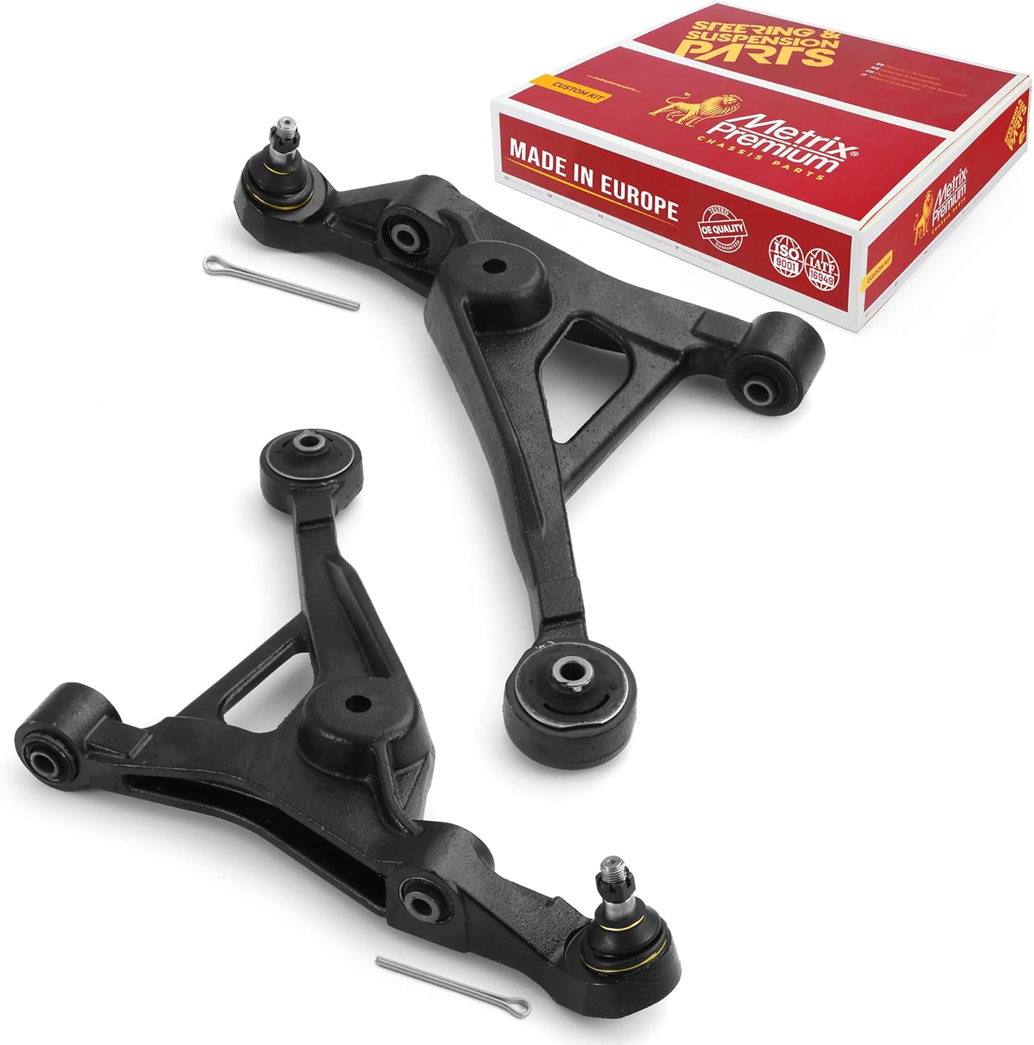 Metrix Premium Chassis Parts - Front Left & Right Lower Control Arm w Ball Joint & Bushing Assembly Kit Fits 01-06 Chrysler Cirrus, 01-06 Sebring, 95-06 Dodge Stratus, RK7425, RK7427, Made in Europe
