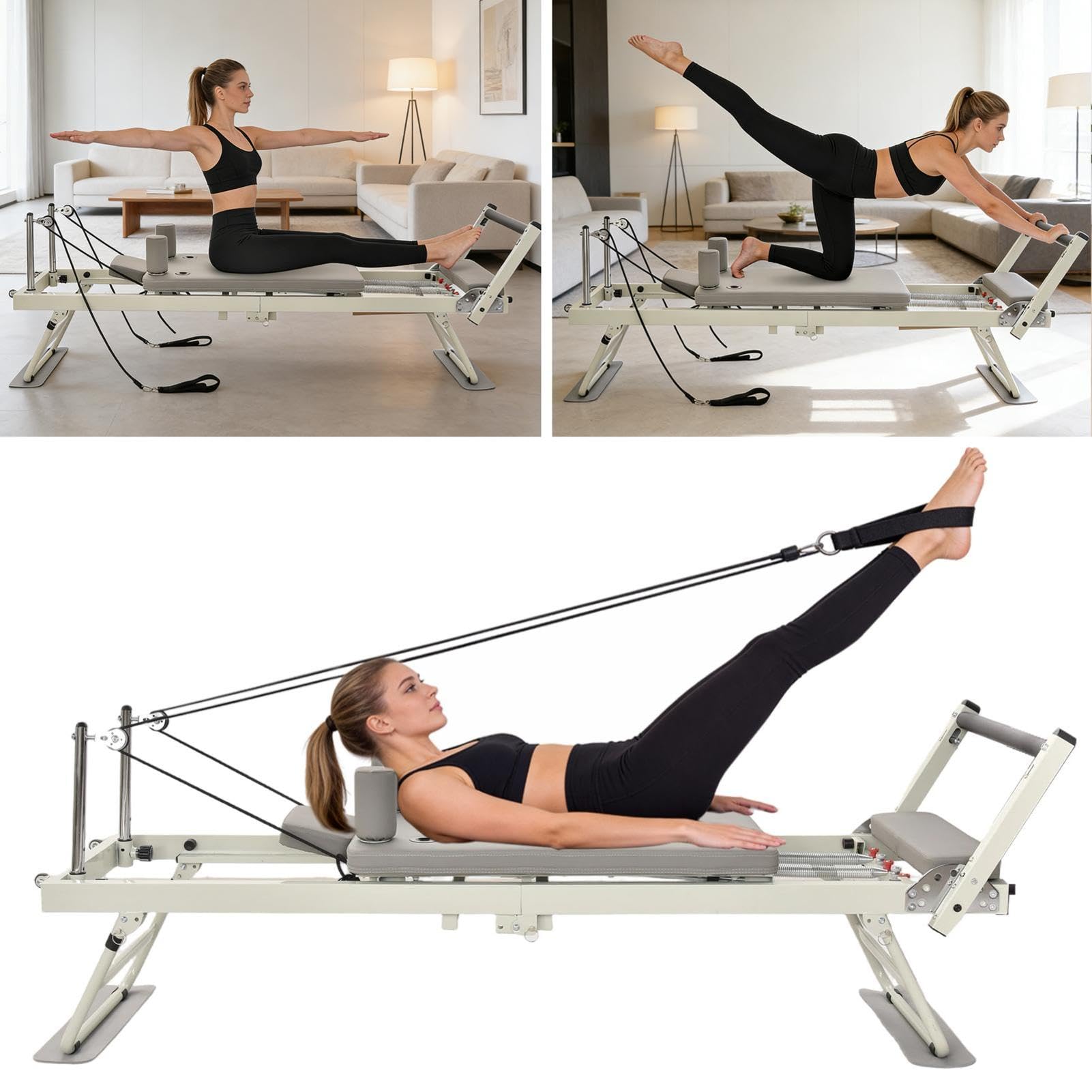Macchina Pilates Reformer | Peso massimo 136 kg | Portatile Per Allenamento Core, Pilates Reformer Pieghevole Con Di Resistenza | Allenamento In Palestra, Appartamento E Casa