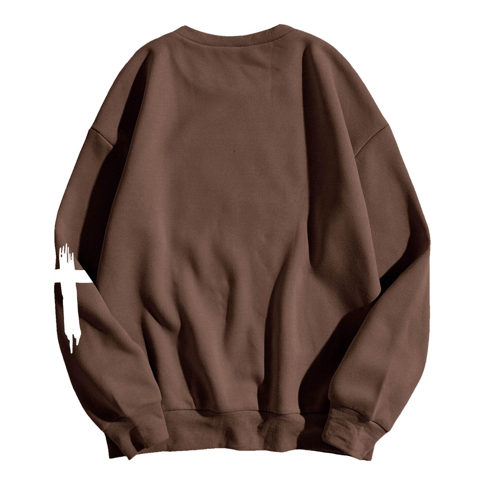 Sudadera con Cuello Redondo y Estampado de Letras, Manga Larga, Informal, Suave, cómoda, Holgada, básica