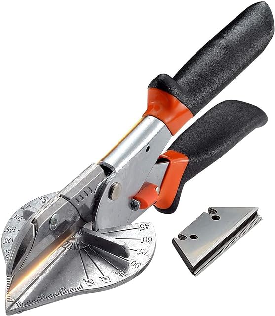 HOHXEN 45° -135° Angle Miter Shear Cutter,Multi-Function Trunking Scissors,Quarter Round Cutting Tool for Cutting PVC PPR PE Pipe,Branch,Wire,Including 10 Spare Blade