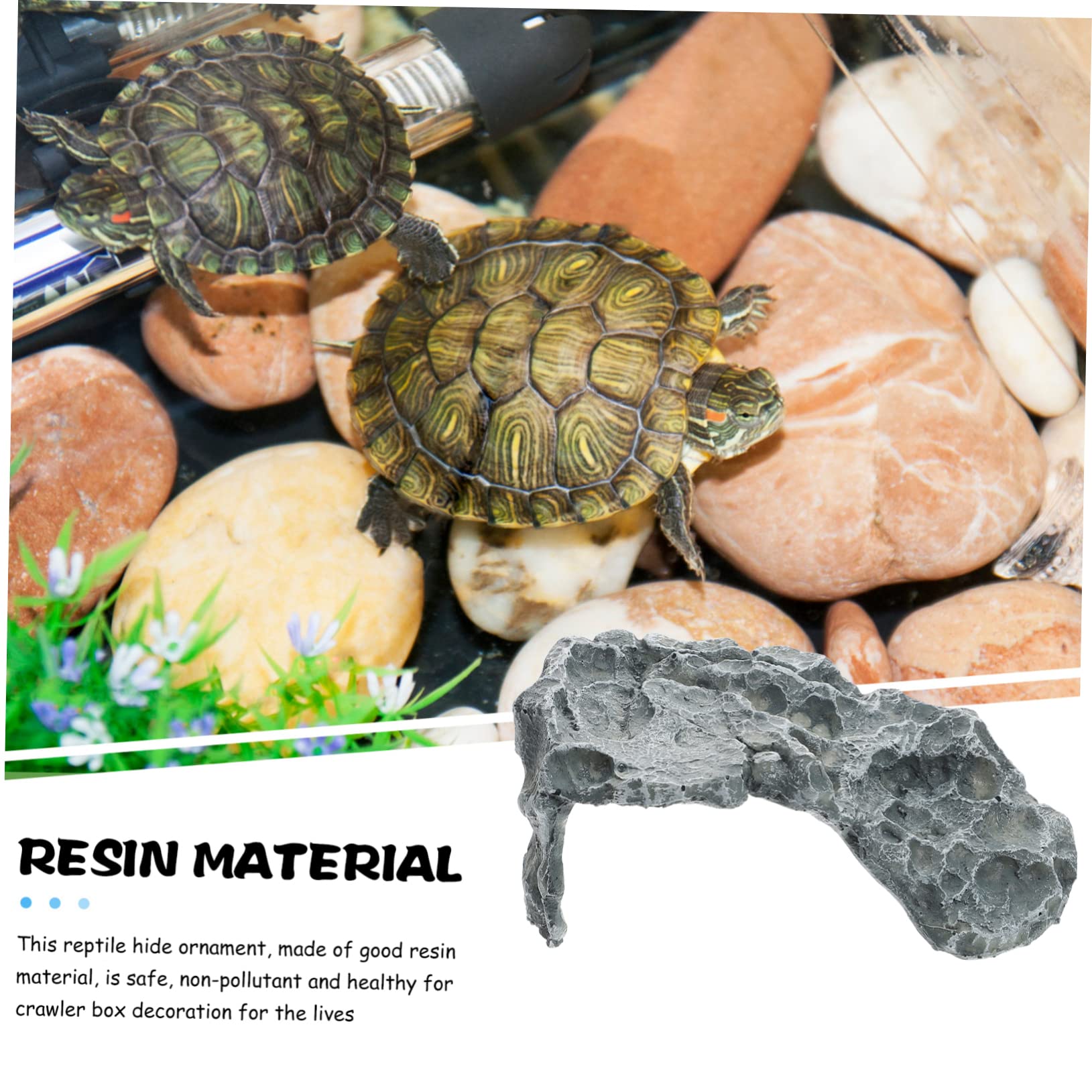 Toyvian Piattaforma di Basking in Resina per Tartarughe Acquatiche, Nascondiglio Naturale per Tartarughe di Terra, Riparo con Aspetto Pietra
