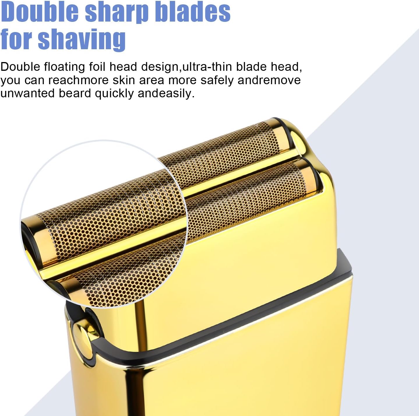 HIENA PRO Foil Shaver for Men Barber, Double Electric Foil Trimmer, Professional Electric Razor, Close Shaver, Cordless Rechargeable with USB, Gold