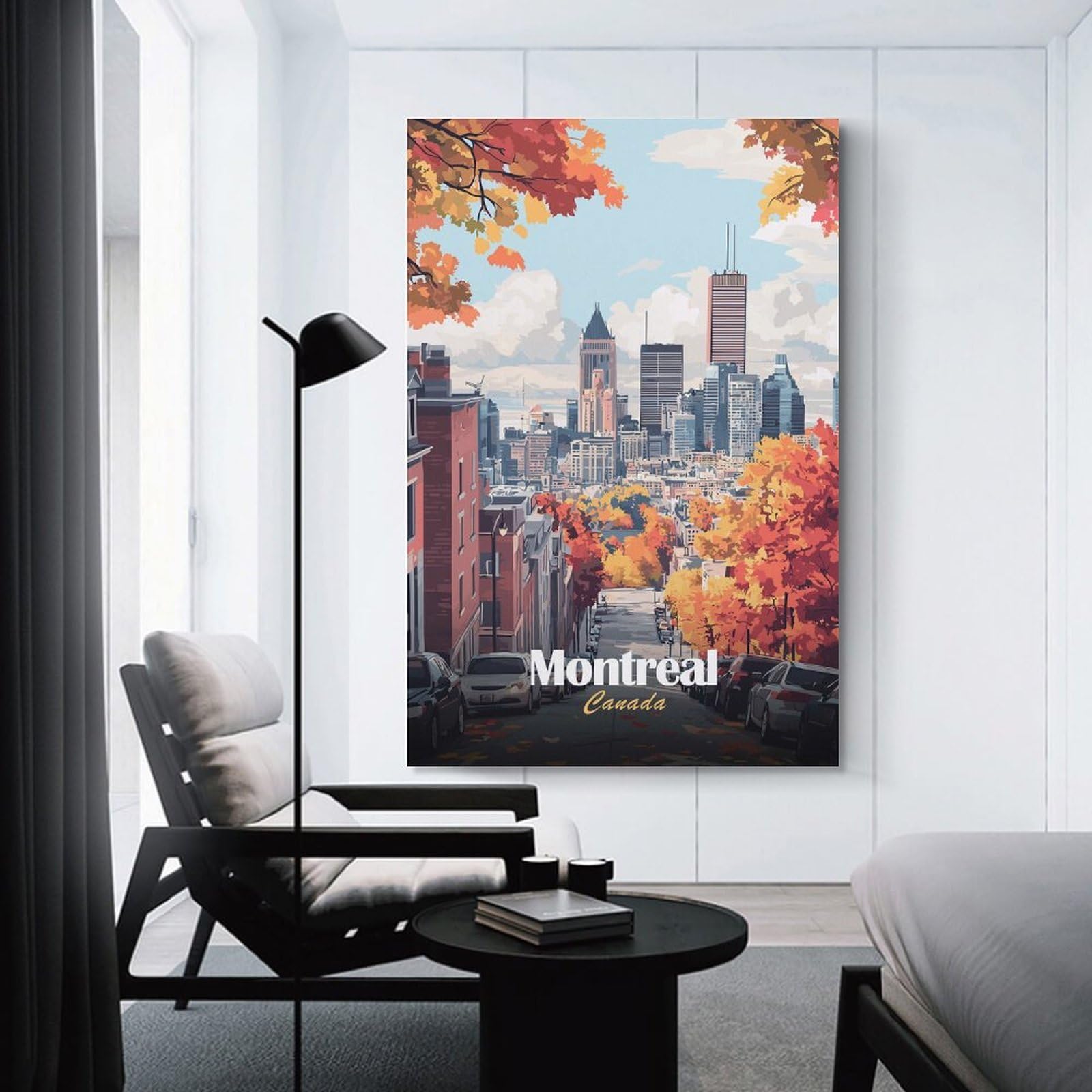 Junmoney Montreal Cityscape in Autumn Room Decor Wall Art 20x30inch(50x75cm), for Bedroom, Guest Room Or Reading Nook, An Easy Wall Refresh for Bedrooms