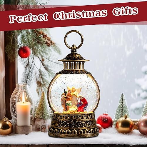 Miniatura 132 de Globo de nieve de muñeco de nieve de Navidad, linterna musical de muñeco de nieve con temporizador de 6 horas forrado por USB, funciona