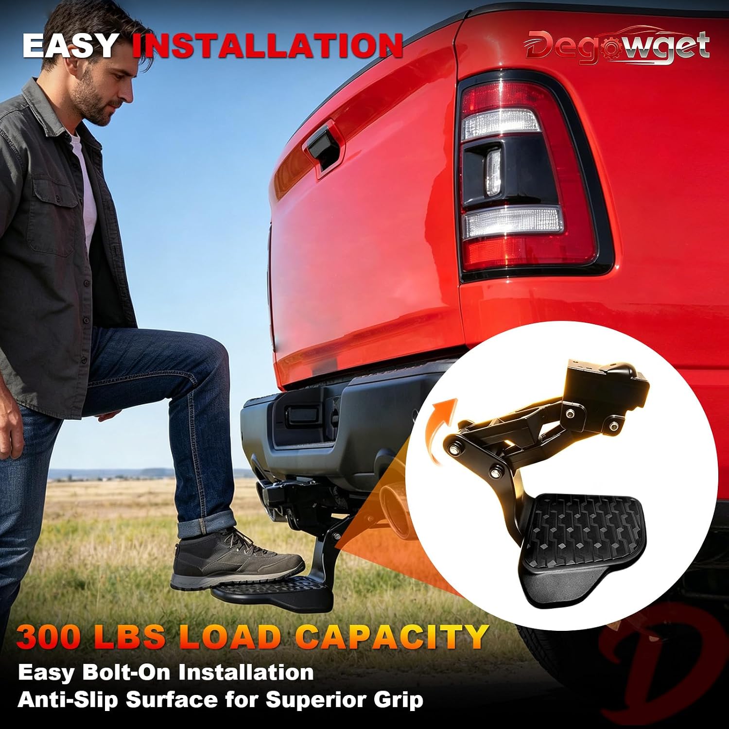 Bumper Step Truck Rear Bedsteps 82216597AC Compatible with 2024-2026 Dodge Ram 1500 Retractable Bumper Tailgate Step NOT for RHO or TRX Models