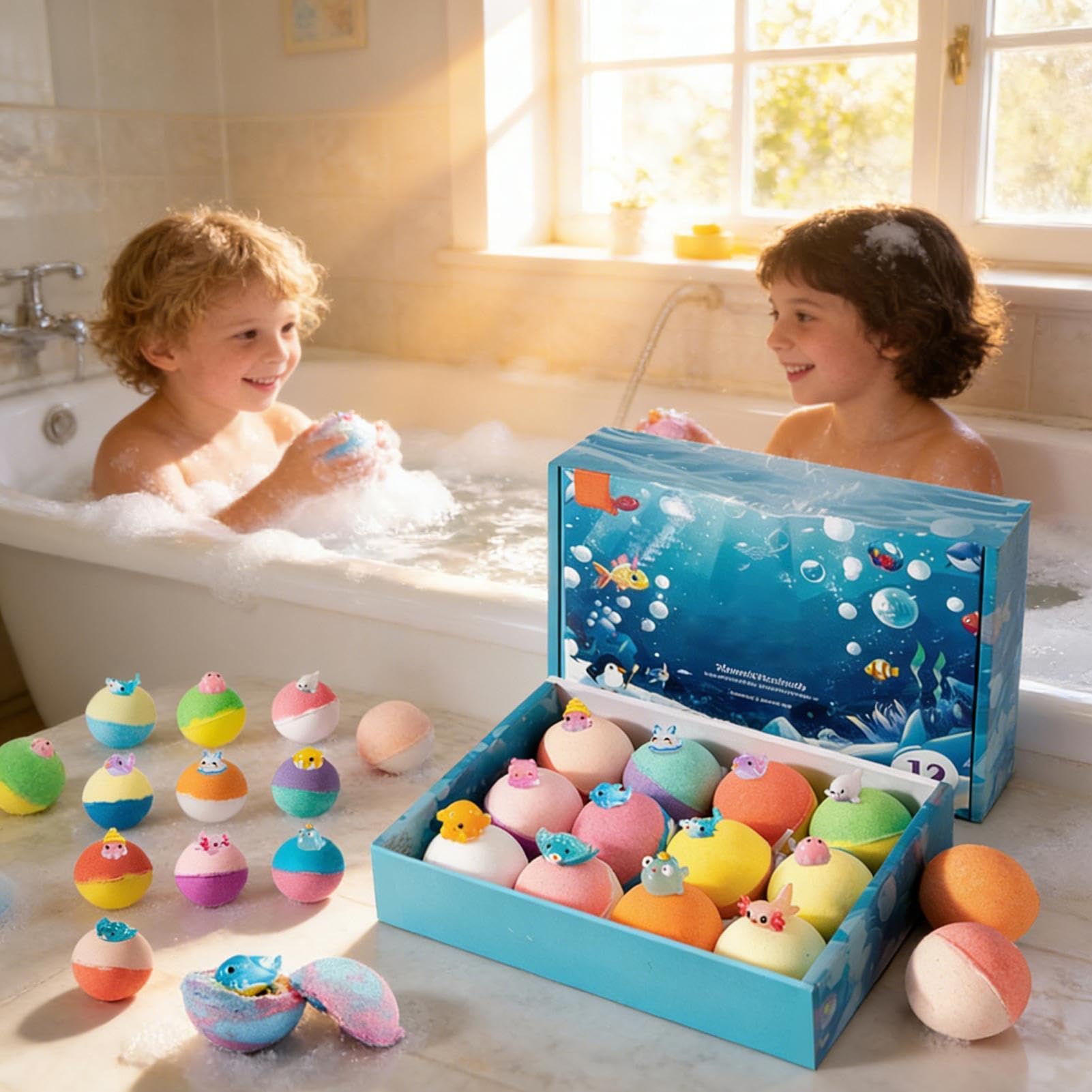 Badekugeln mit 12 farbigen Körperreinigern