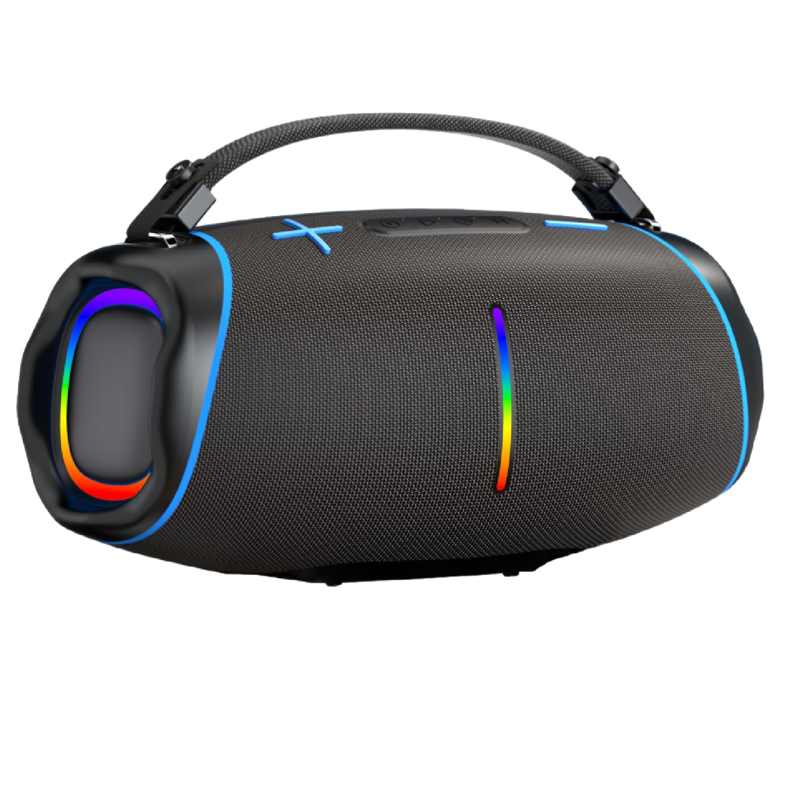 RIENOK Mocny głośnik Bluetooth 80 W, wodoodporny głośnik zewnętrzny Bluetooth, obsługuje kartę TF, USB i AUX, prawdziwie bezprzewodowe stereo, oświetlenie LED