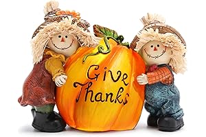 Hodao Fall Thanksgiving Resin Scarecrow Pumpkin Figurines