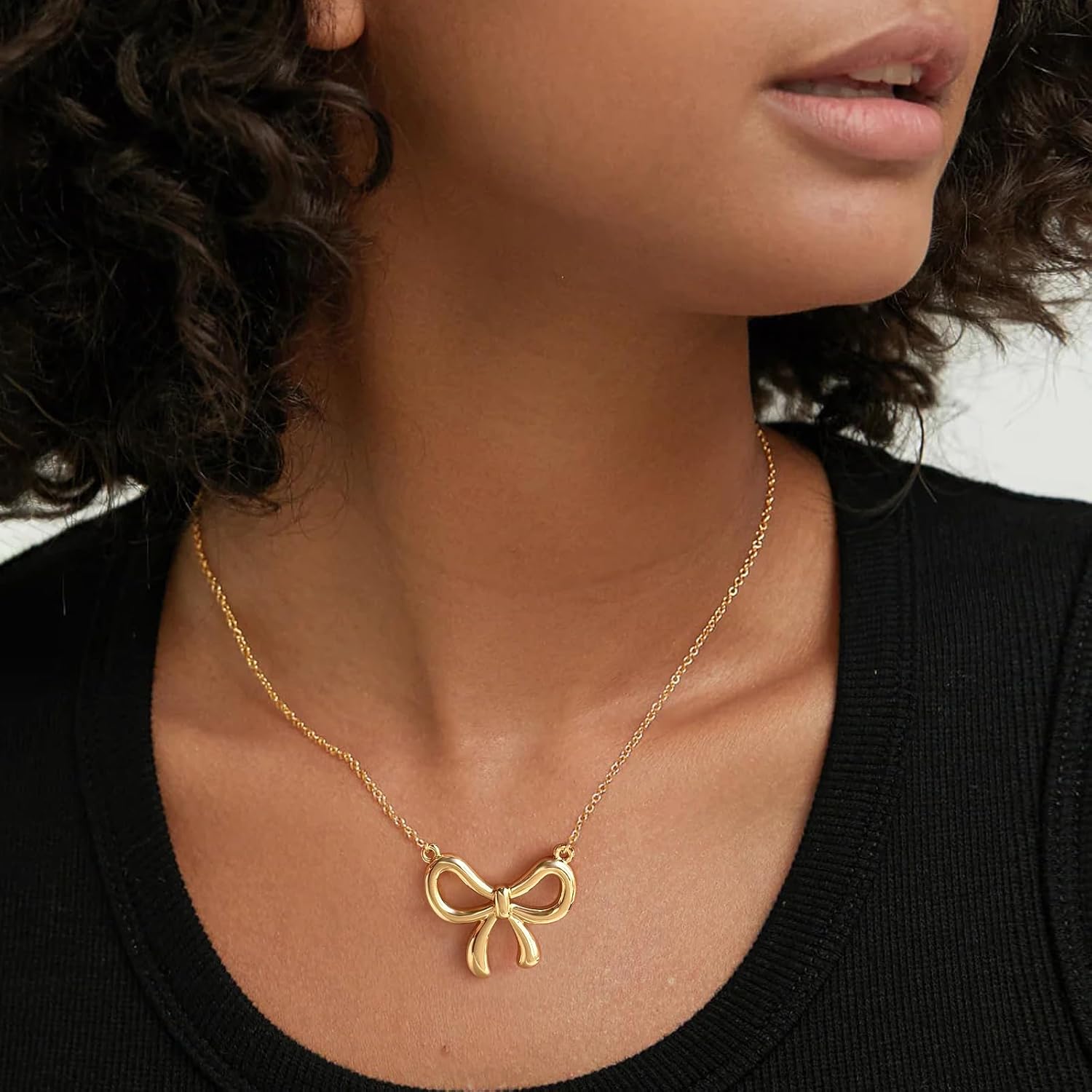 MUYAN Gold Bow Necklace for Women Boho Bowknot Pendant Necklace Fashion Bow Jewelry Gift - Image 3