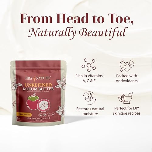 Miniatura 10 de era of nature Mantequilla de karité blanca de marfil africano sin refinar orgánica, para belleza base de piel seca antienvejecimiento, úsalo solo o