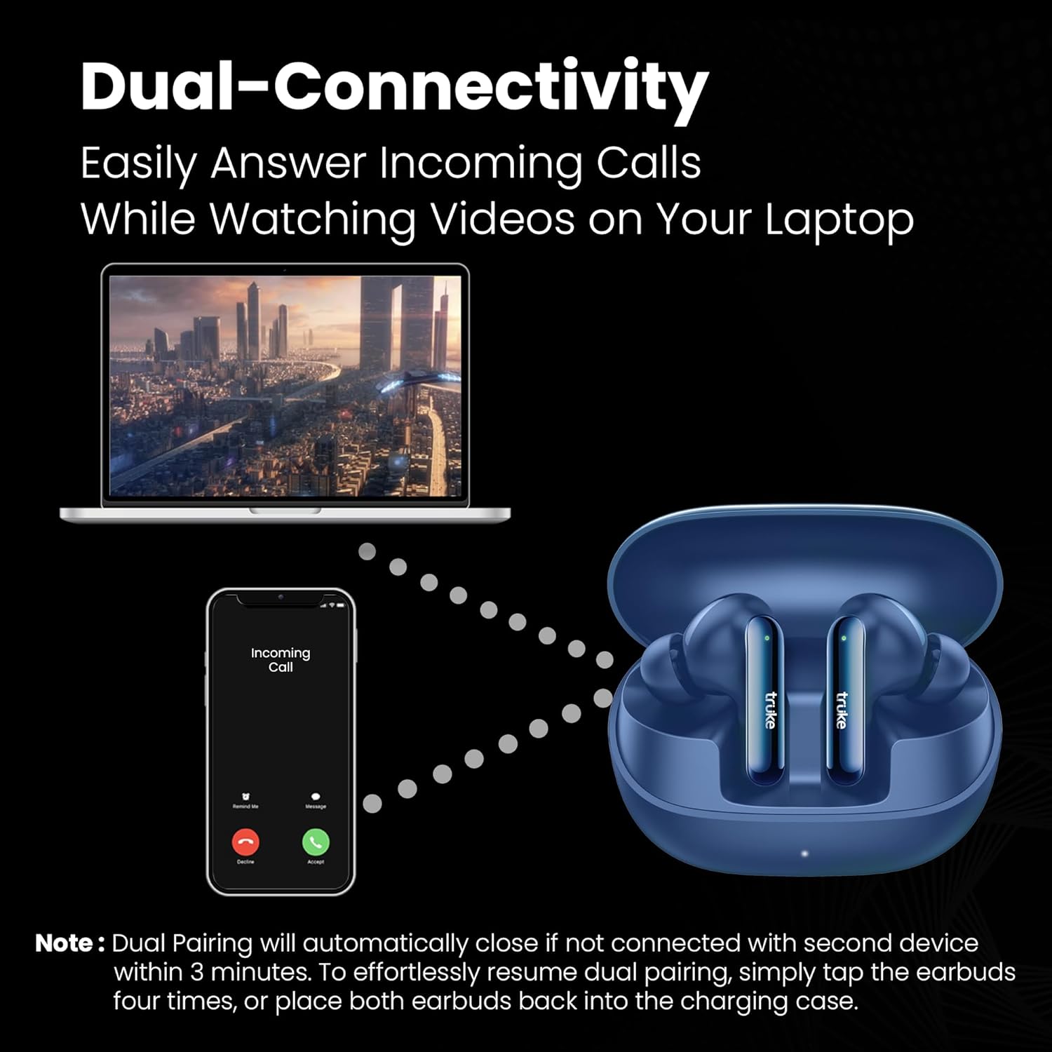 truke Buds Clarity 5 Dual-Connectivity with phone and laptop