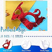 Vista 7 de Leyndo 48 máscaras de papel maché de media cara, máscara blanca para mascarada, para bricolaje, Mardi Gras, Halloween, fiesta de cosplay