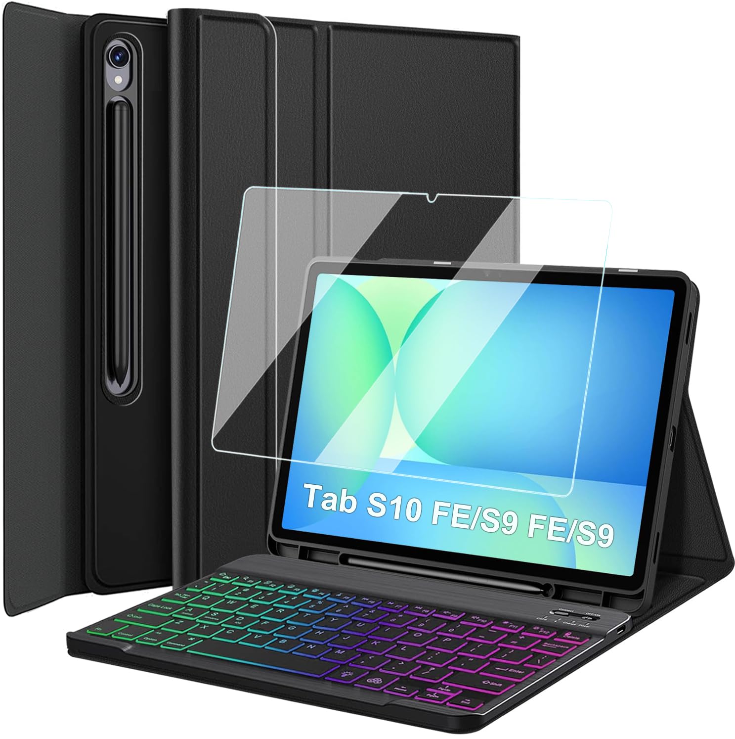 Funda de teclado para Samsung Galaxy Tab S10 FE/ S9 FE 5G 10.9 pulgadas/Tab S9 11 pulgadas con soporte para S Pen Holder 7 Color R