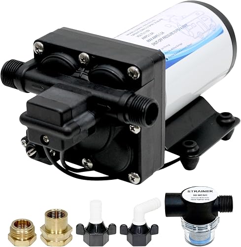 Bomba de diafragma de presión de agua de 110 V, bomba de agua autocebante de 5.5 GPM70 PSI incluye adaptadores de manguera de jardín de 34 pulgadas,