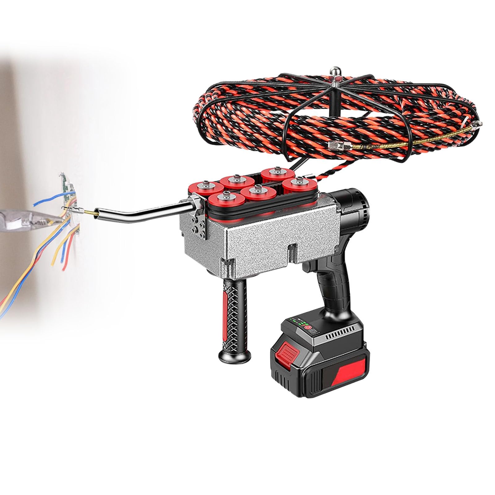 Machine de traction de fil pour câbles électriques 40 m/min avec 2 batteries 37500 mAh