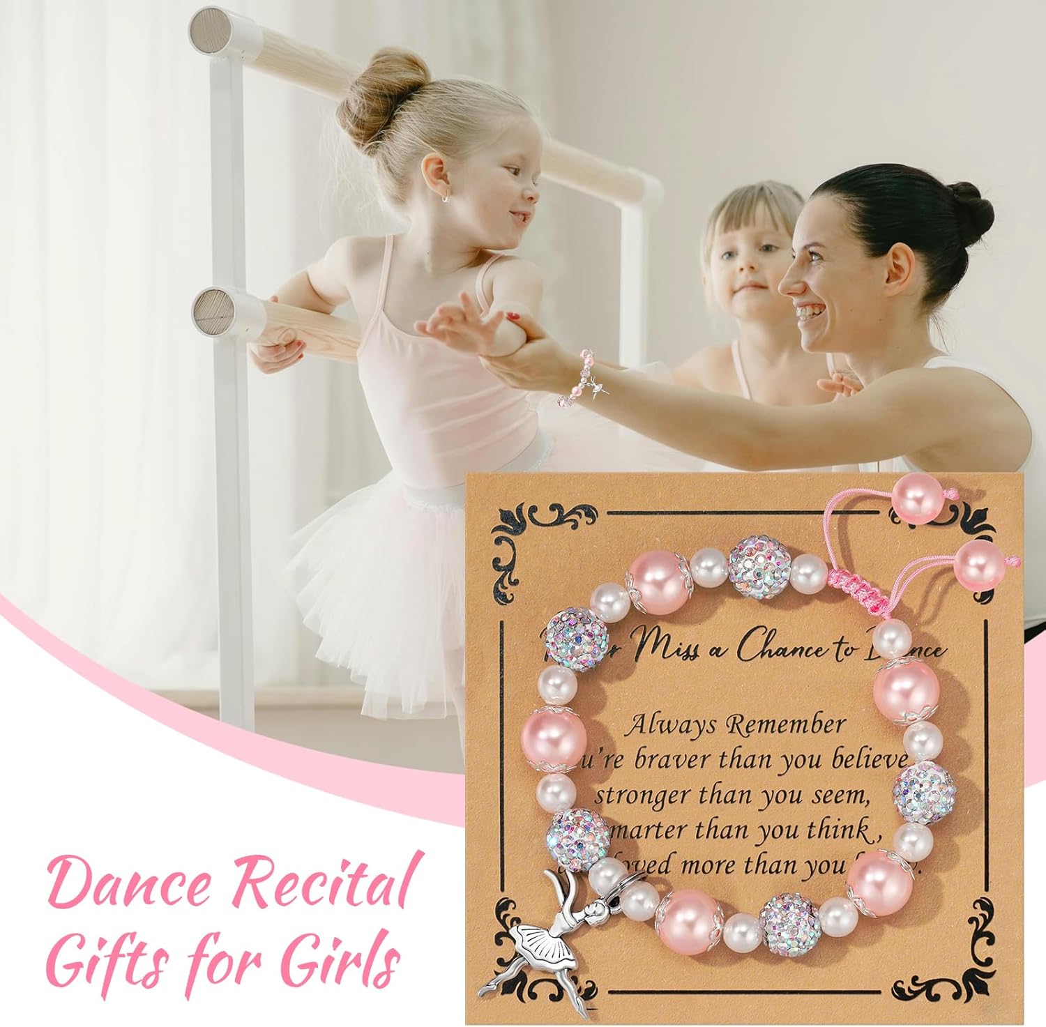 1 Pcs Dancer Gifts for Girls, Adjustable Chain with Ballet Accessories, Sparkle Pink Dance Bracelet for Friends Mate or Ballerina Party Favors, Ballet Bracelet for Daughter Gifts to Encourage Children - Image 8