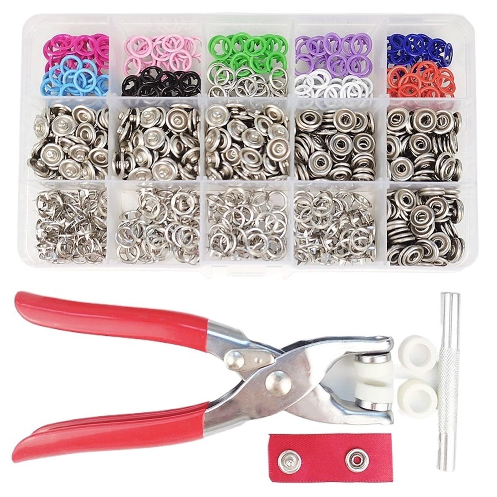 Maryear Men's 200Pcs/Set With Plier Metal Snap Buttons Metal Tick Snaps Buttons With Fastener Pliers Press Tool Kit For Sewing Crafting Clothes Pants Jean