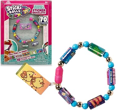SKY CASTLE - Sticki Rolls Band Single Pack, Wristbands with Stickers, Rolls of Stickers with Kawaii Theme, 50 Stickers per Bracelet, 2 Extra Interchangeable Rolls, Famous (TCR01000)