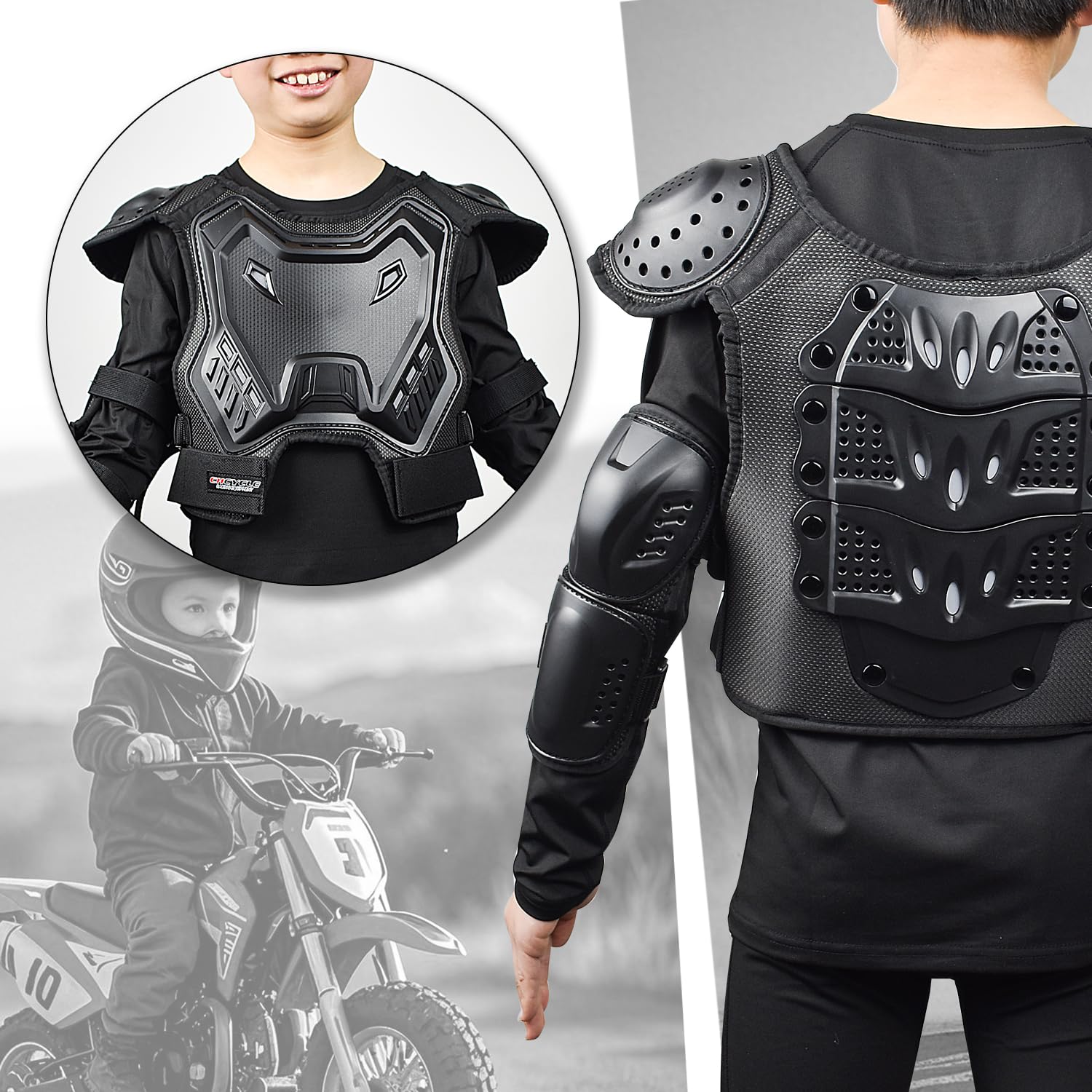 Équipement de moto tout-terrain pour enfants, protection de poitrine avec genouillères, coudières, pour jeunes VTT, cyclisme, patinage