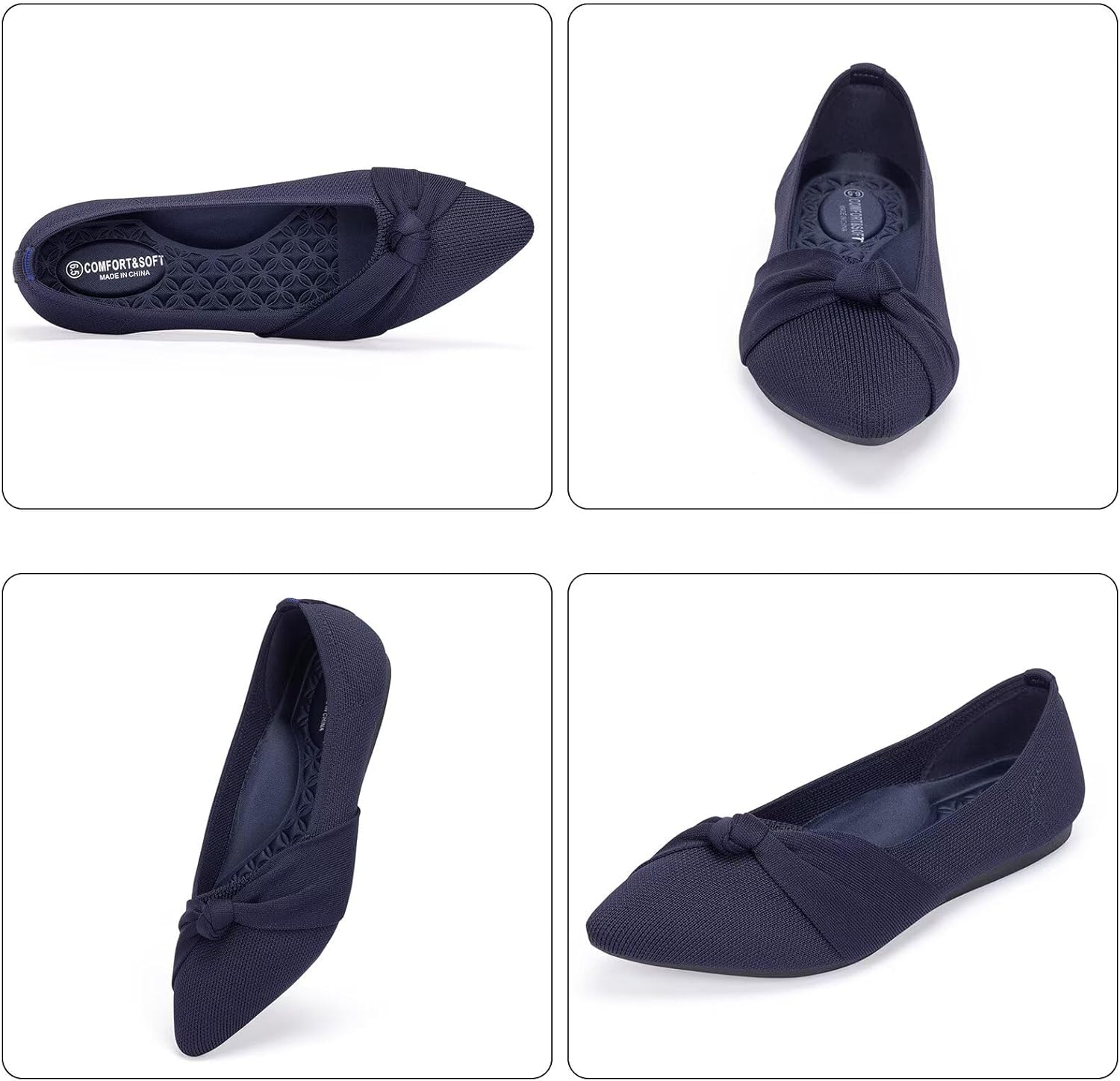 Frank Mully Womens Pointed Toe Flats Knit Dress Shoes Comfort Women Shoes Softable - Image 3