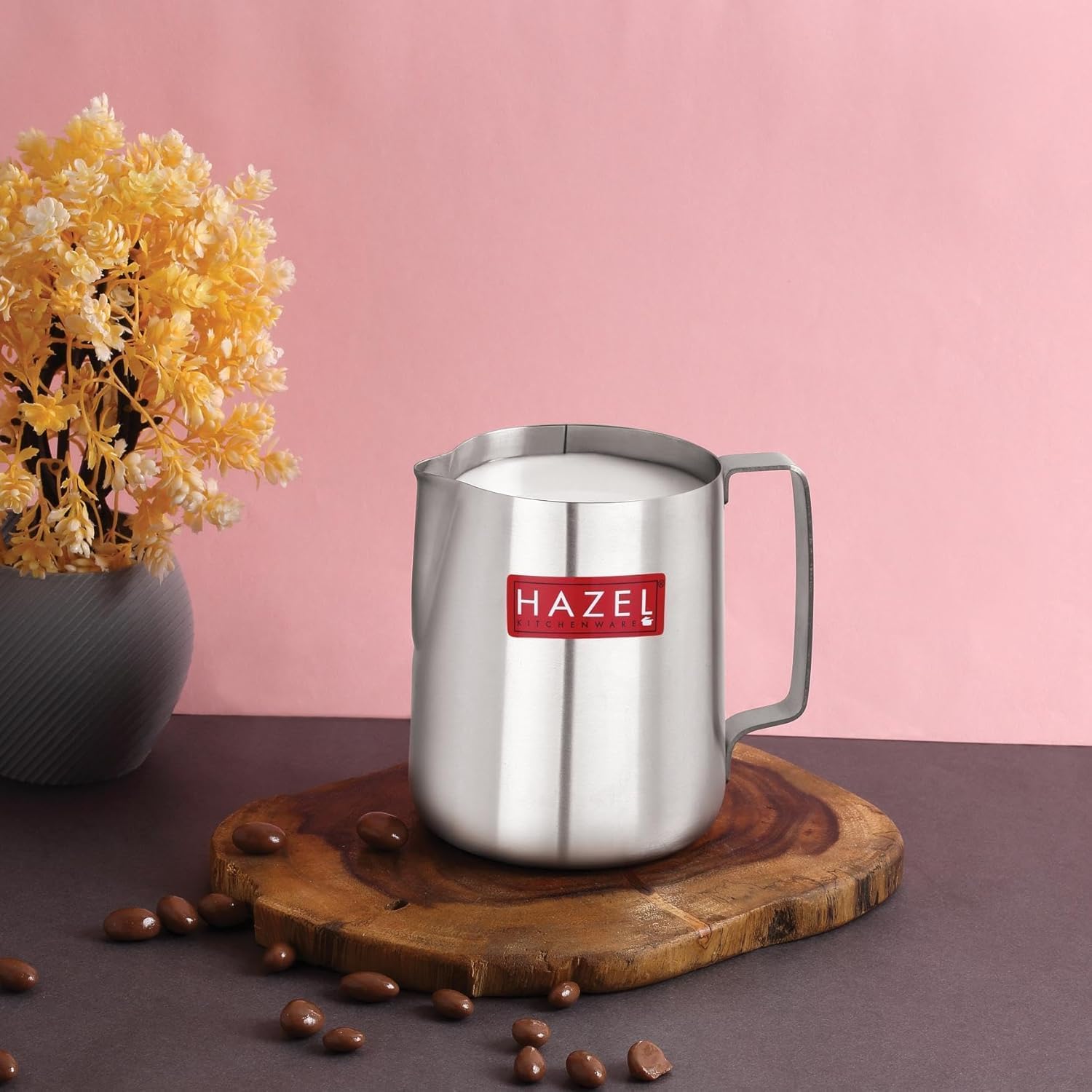 HAZEL Milk Frothing Pitcher 27.1 fl.oz, Stainless Steel Steaming Pitcher Latte Art Jug for Coffee, Cappuccino and Barista Use