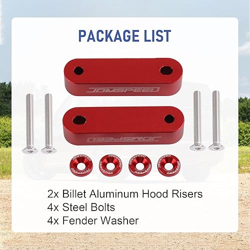 Vista 12 de JDMSPEED Anodizado Purple JDMSPEED Hood Spacer Hood Riser 3/4" Reemplazo Para Honda Civic CRX Del Sol Acura Integra Púrpura